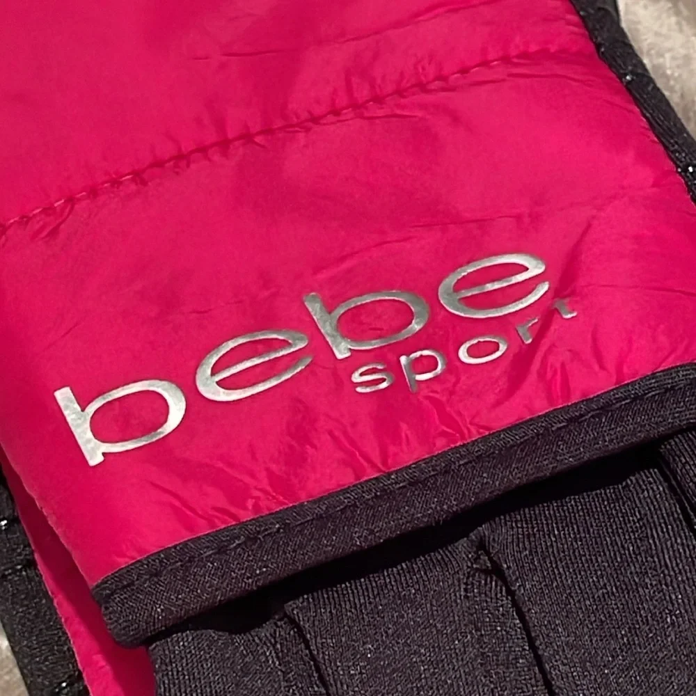 New! Bebe Sport Gloves pink & black l/xl